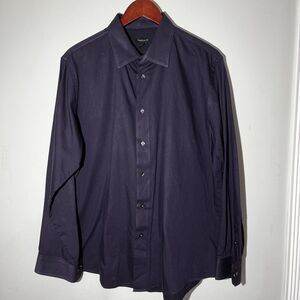 Van Heusen Flex Collar Purple Pinstripes Long Sleeve Shirt Mens 16-16.5 Large